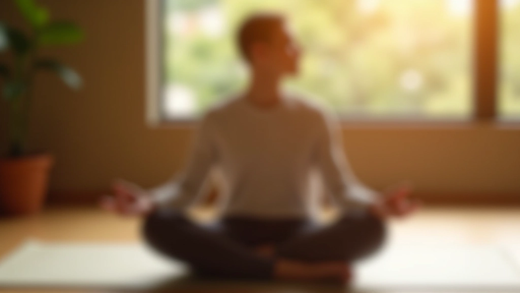 Person i afslappet position på yoga mat, meditativer stemning, varmt lys